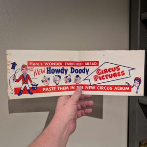 1950 Wonder Bread Circus etiketten poster vintage met Howdy Doody! Oud en origineel PAAR