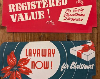 Original 1950s 60s Christmas Vintage Price Sign Card - Double