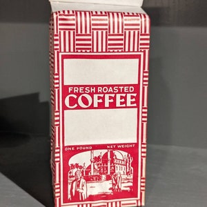 NOS 1940&#39;s Fresh Roasted Coffee Brand Vintage Coffee Bag - Art Deco