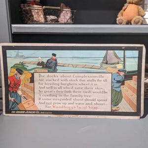 Old & Original 1900's Woodbury's Facial Soap by Andrew Jergens Co. Cleveland Ohio Cardboard Sign - Vintage Trolley/Railcar Card