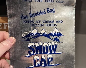 NOS 1990 Snow Cap Ice Cream Take Home Bag Sign - Old Stock