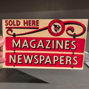 NOS 1950s  Independent Distribution Magazines Newspapers Sold Here Decal Sign - Vintage Waterslide Decal