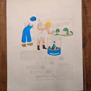 1940&#39;s Vintage Original Dutch Boy Paint &quot;Blended Paper Doll&quot; Old & Original Advertising Artwork Painting