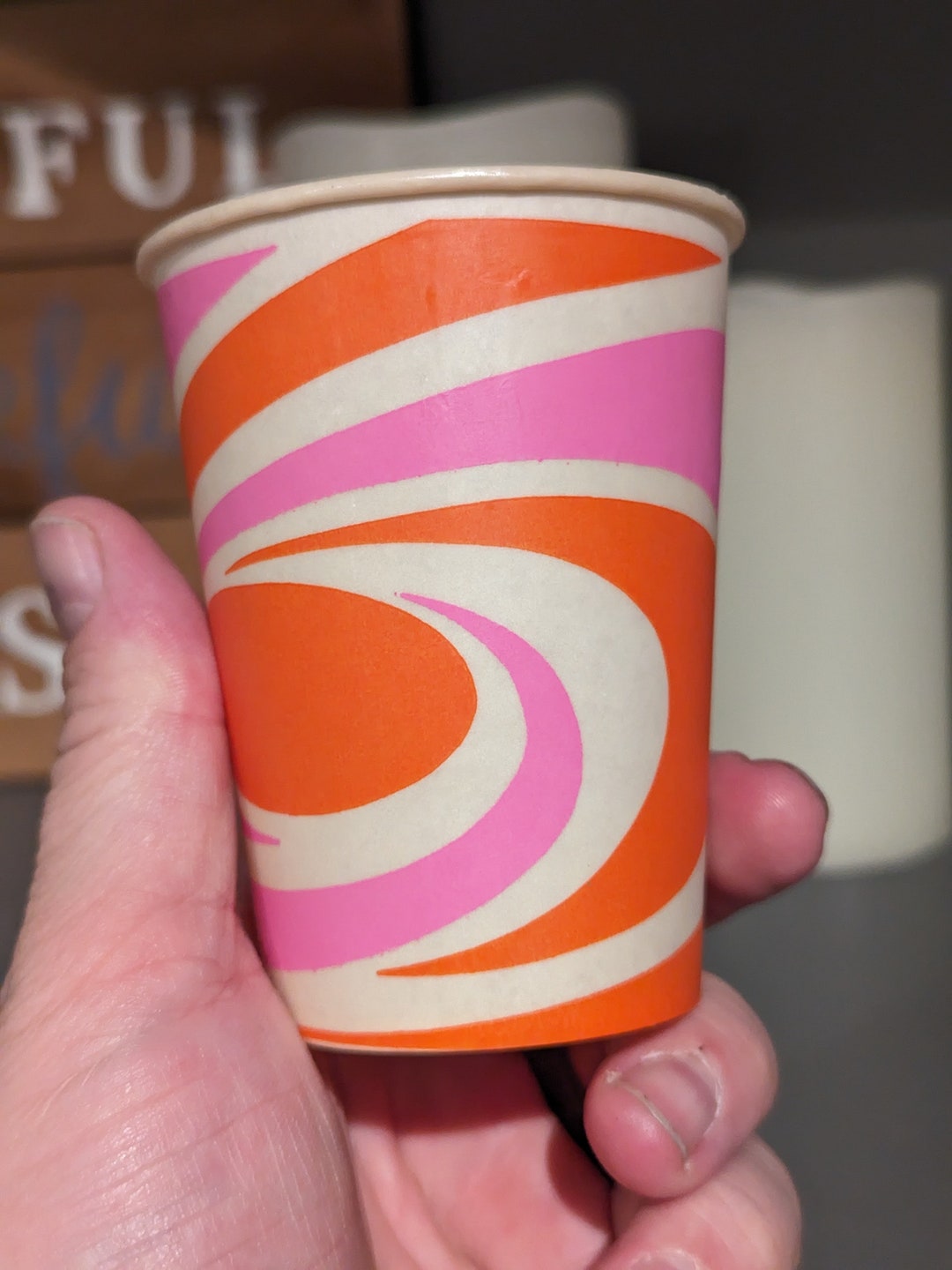 NOS 1960s Pink Swirl Retro Solo Waxed Paper Cup - Old & Original Ice ...