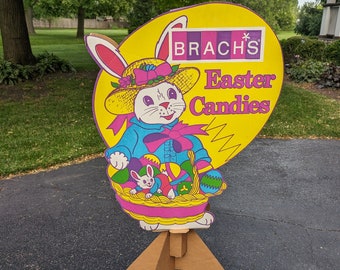 エンドーチェーン　うさぎ　エンド―　おともだち　レインボーマーク LARGE 1960s Brach's Candy Easter Candy Double Sided Pole Candies