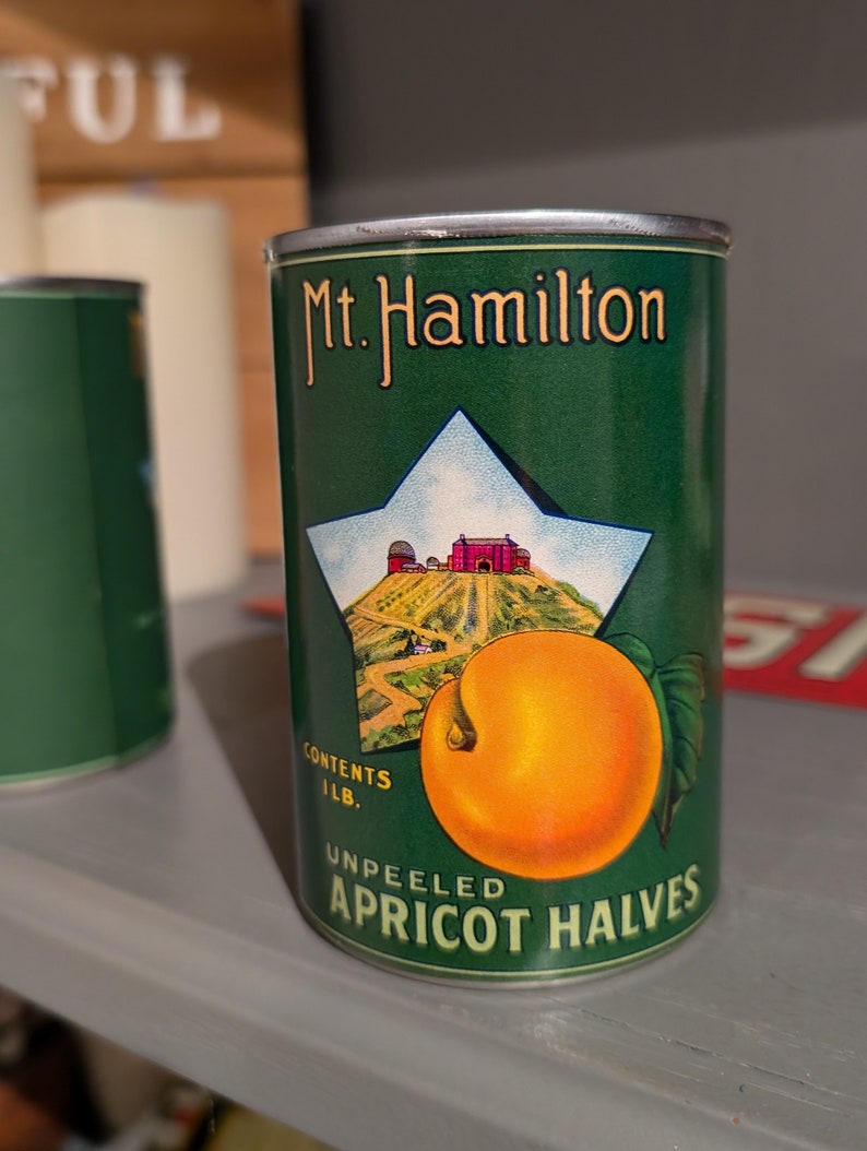Hamilton Labels 1940s Mt Hamilton Brand Can Label on Can - Vintage Canned Fruit ...