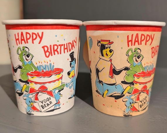 レア！DIXIE　フリントストーン　紙コップ Buthroom Cups Vintsge 1960s the Flintstones Happy Birthday Cup Hannah Barbera