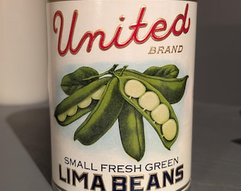 1930er Jahre United Lima Beans Dosen Etikett auf Dose Original Vintage Brooklyn, New York