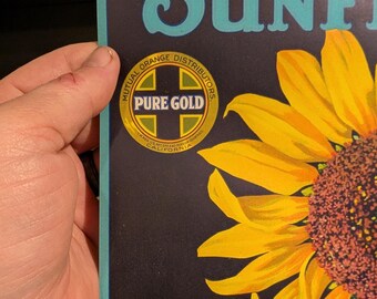 1930's Orangesale Sunflower Brand Washington Navel Oranges Crate