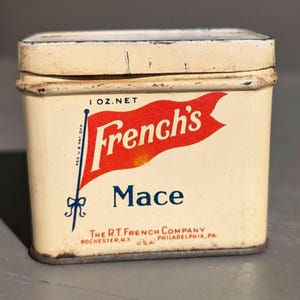 1930s Old & Original French's Mace Metal Spice Tin - Vintage Kitchen Tin