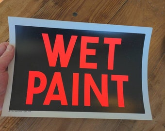Original 1968 Wet Paint  Cole National Corp plastic sign - Vintage Flourscent Sign