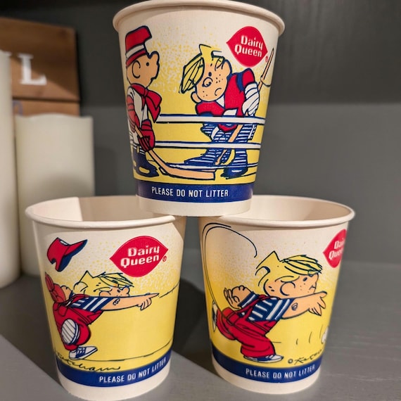 80'♡USAビンテージ♡dairy queen♡紙コップなど７点 1988 Dairy Queen Ice Cream Shake Cup Old & Original Vintage Dennis