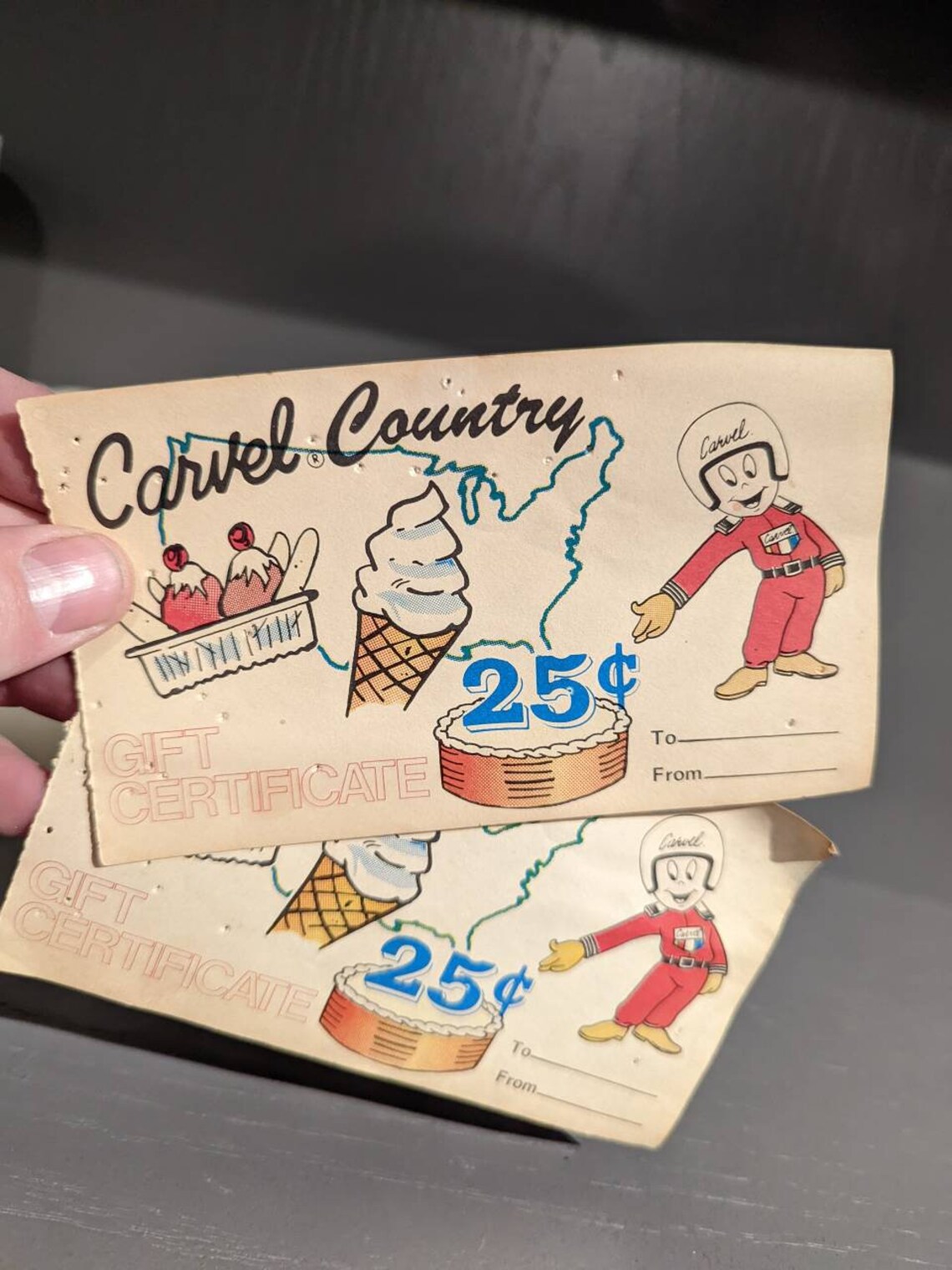 1980's Carvel Ice Cream Gift Certificates Pair of 2 Etsy