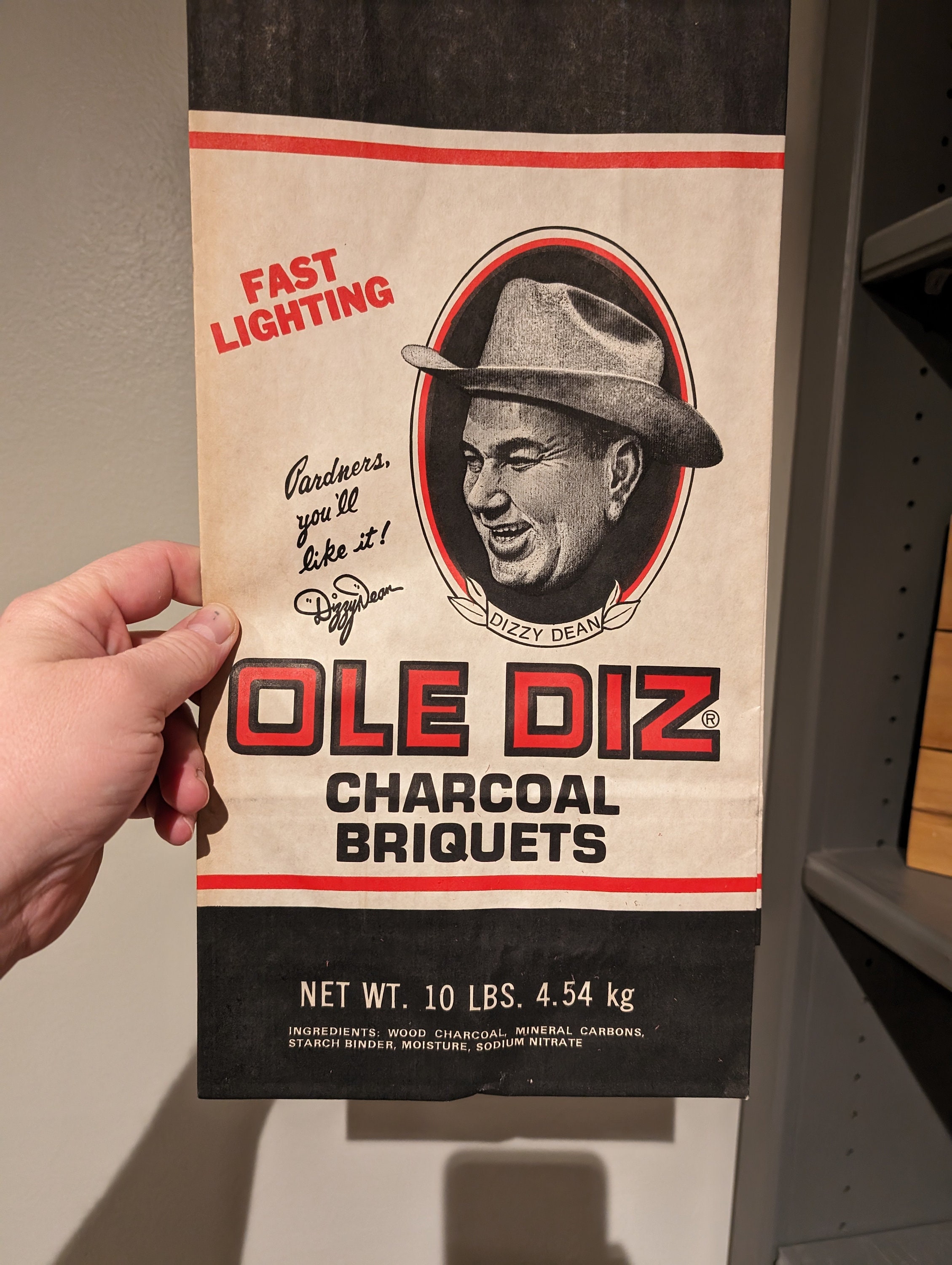 60s/70s Ole Diz Charcoal Briquets Dizzy Dean Paper Flour Sack