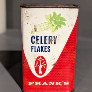 1960er Jahre Old & Original Franks Celery Flakes Gewürzdose aus Metall