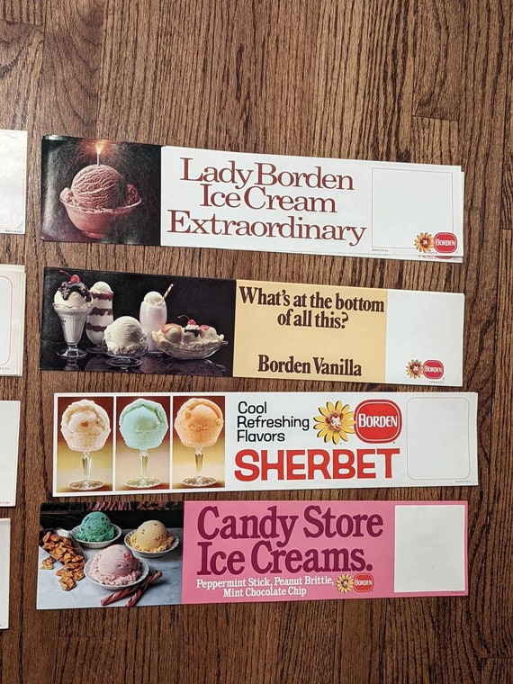 1970's Borden's Dairy Ice Cream Paper Soda Fountain Signs CHOICE