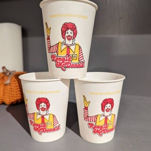 Lot of 3: NOS 1990&#39;s Ronald McDonald Cup - McDonald&#39;s American Can Brand - Old & Original