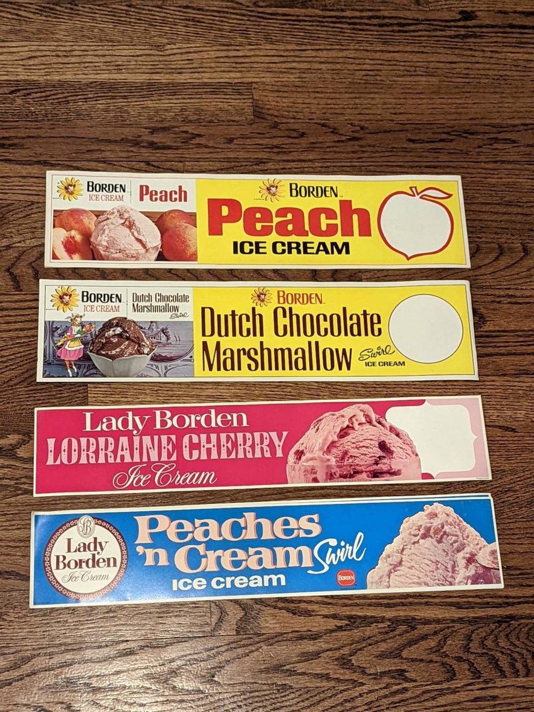 1970's Lady Borden's Dairy Ice Cream Paper Soda Fountain Signs