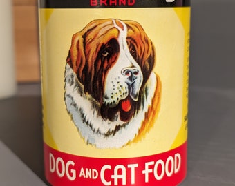 1960s Barry Dog Food Can Label on Can Foster Canning, Napoleon