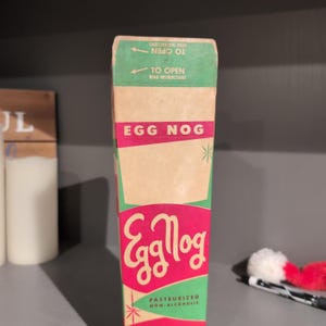 Vintage 1940s Waxed Egg Nog  Milk Carton or Container Unused but not perfect