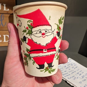 NOS 1970's Hallmark  Brand Santa Claus -like Dixie Cups - Old & Original paper cup for holiday decor 9 ounces