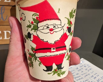 NOS 1970's Hallmark  Brand Santa Claus -like Dixie Cups - Old & Original paper cup for holiday decor 9 ounces