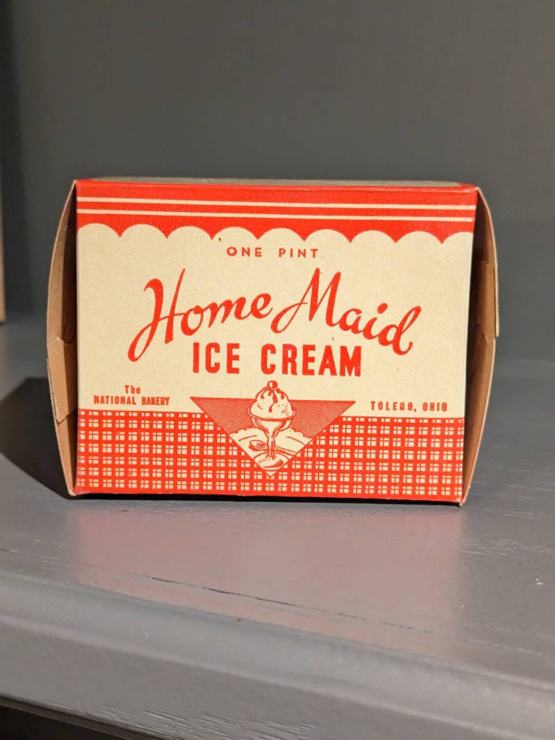 NOS 1940's Home Maid Ice Cream Box 1 Pint Lot of 1 Shipped Unfolded