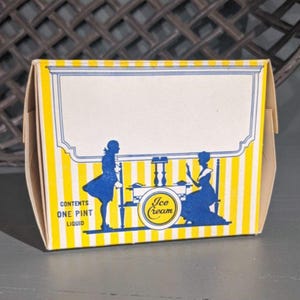 NOS 1932 Colonial Ice Cream Shop Ice Cream Box - 1 Pint - Lot of 1 - Shipped Unfolded