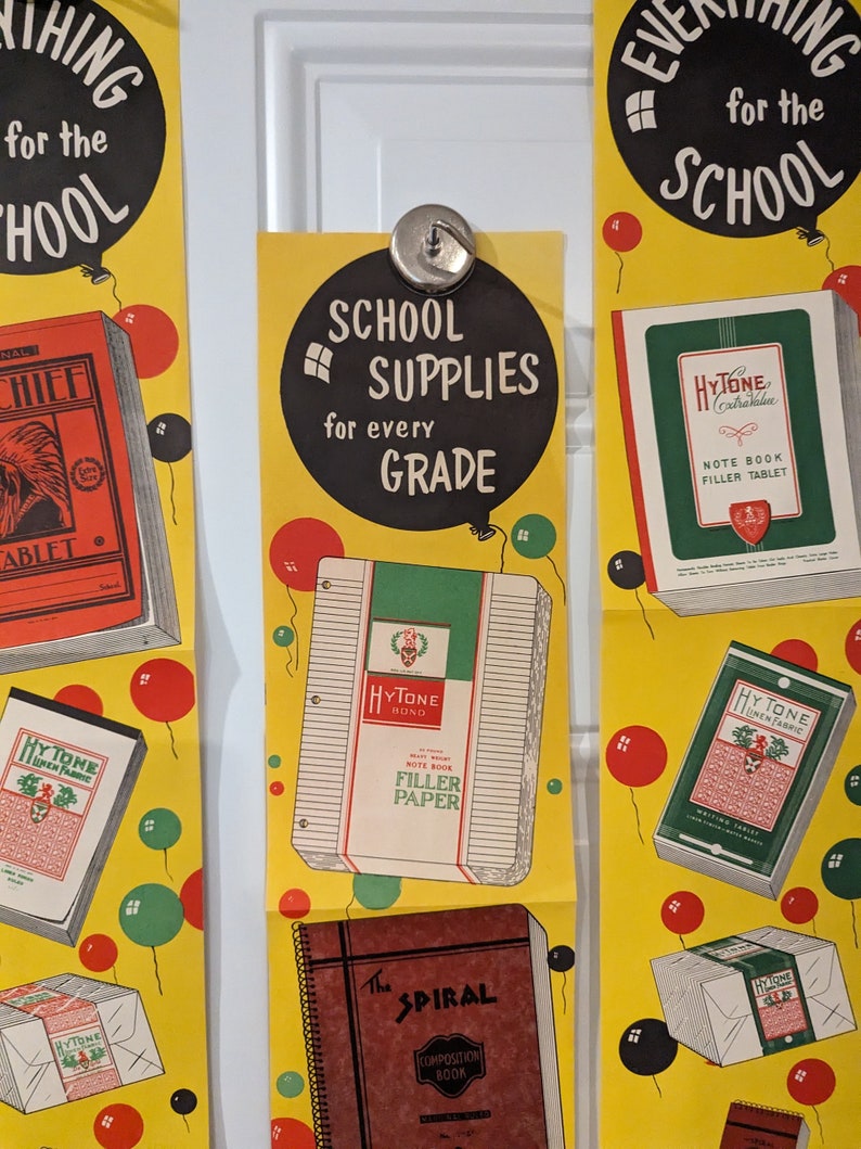 Original Vintage 1940s 50s Notebook Spiral School Supplies Store Window ...