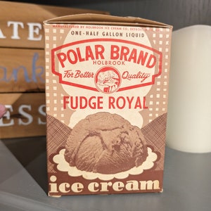 Original 1940's Holbrook Polar Brand Ice Cream Fudge Royal Container - Detroit, Michigan - Half Gallon