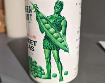 1960's Jolly Green Giant Peas Can Label on Can Original Vintage
