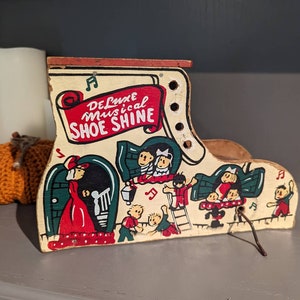 1950s Deluxe Musical Mother Hubbard Shoe Shine Toy - Rustic