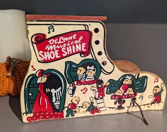 1950s Deluxe Musical Mother Hubbard Shoe Shine Toy - Rustic