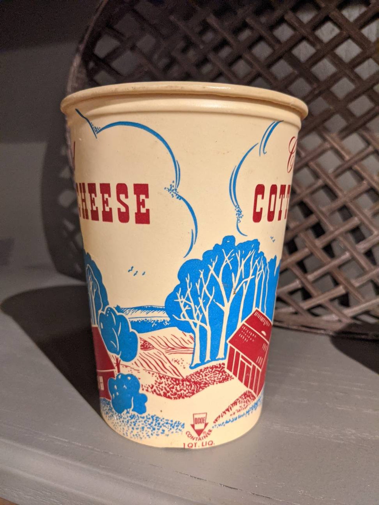 Original 1960's Cottage Cheese Container FARM Scene Large Etsy