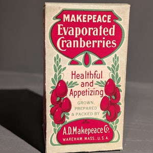 Vintage NOS 1905 Makepeace Cranberries original empty box 1900s Wareham, Massachusetts