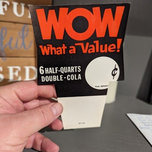 Original 1960's Double Cola Soda Carton Insert - WOW What a Value