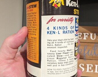 1960's Ken-l Ration Stew Dog Food Can Label on Can - Quaker Oats