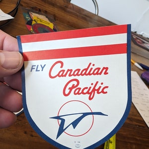 1940&#39;s Canadian Pacific Airlines Label - Old & Original -  Vintage Travel or Suitcase Decal