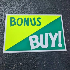 Original! 1960&#39;s 70&#39;s Bonus Buy! Car Dealership Car Sales Cardboard Sign Vintage