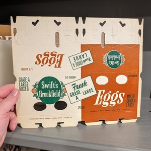 1960s 1965 Swifts Brookfield Fresh Eggs Carton Kitchen Display - Old & Original -
