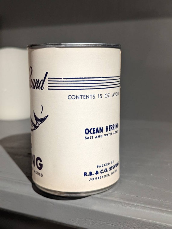 1940's/50's Sea Brand Herring Old Can Label on Can - Jonesport