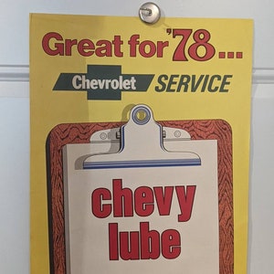 NOS Large Original 1978 Chevrolet Service Car Dealership Gas Station Poster Chevy Lube