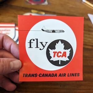 Decalcomania TCA Trans Canada Airlines degli anni '60 - Vecchia e originale - Decalcomania da viaggio o valigia vintage - Etichetta