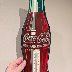 Original 1960's Coke Coca-cola Die Cut Bottle Thermometer - Metal