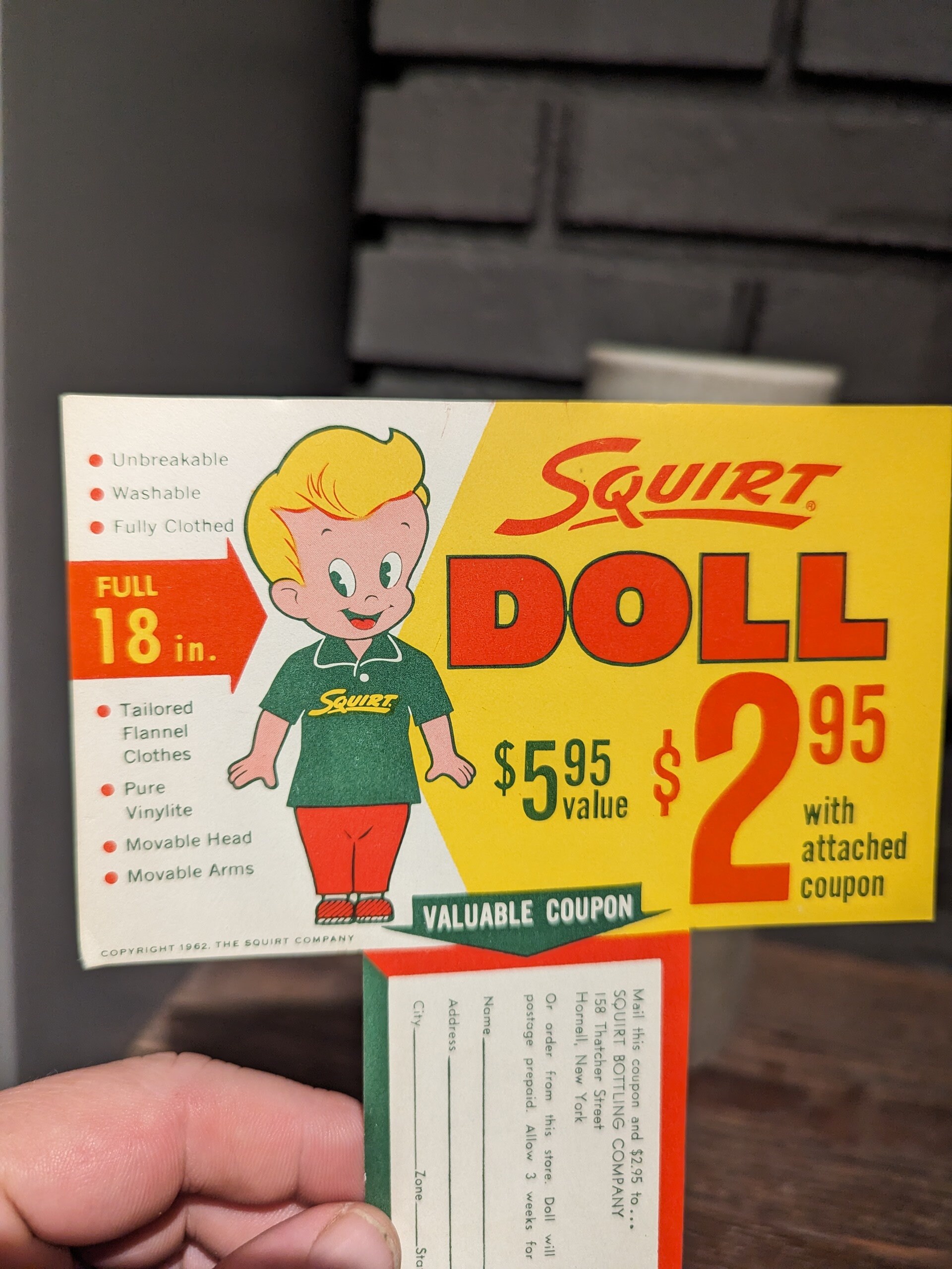 1960s Squirt Soda Bottle Topper - Squirt Boy Doll Old & Original