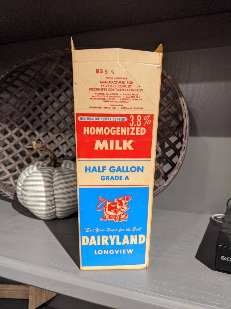 NOS 1950's Dairyland Jersey Milk Waxed Milk Carton or Etsy