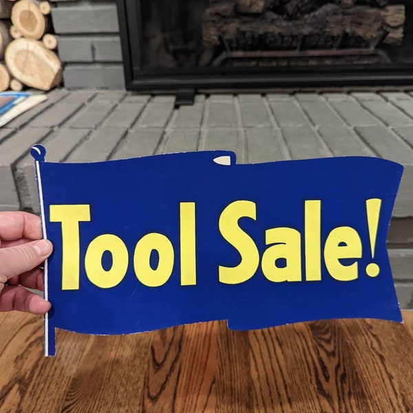 Original 1950s Tool Sale cardboard sign - Vintage Hardware Sign - Flag Sign