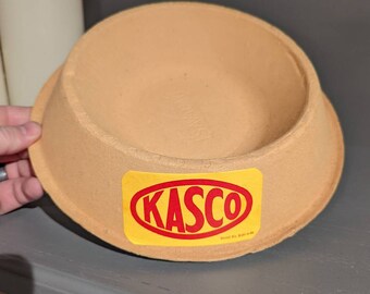 Cuenco para comida para perros KASCO de la década de 1940 - Cuenco desechable SaVaDay - Toledo, Ohio - NOS vintage original
