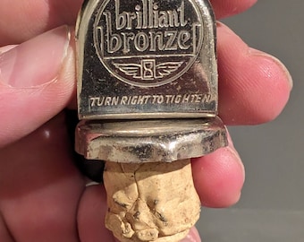 NOS 1940's Johnson Oil Brilliant Bronze Metal Bottle Top Stopper  - Old & Original