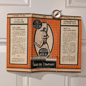 1930's Linco Ohio Ohio Oil Company Straßenkarte von Ohio Old & Original - Vintage Karte